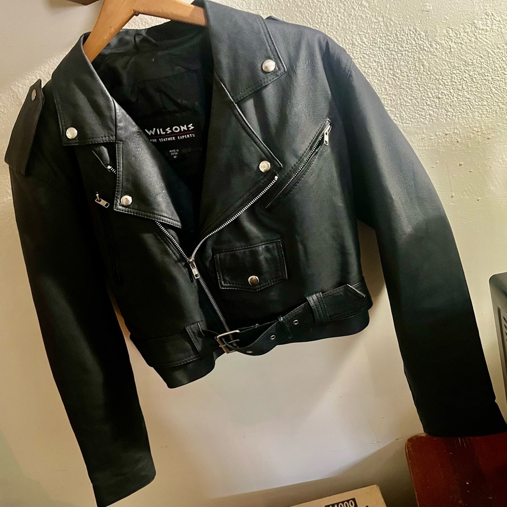 Wilson Women's Classic Black Leather Biker Jacket